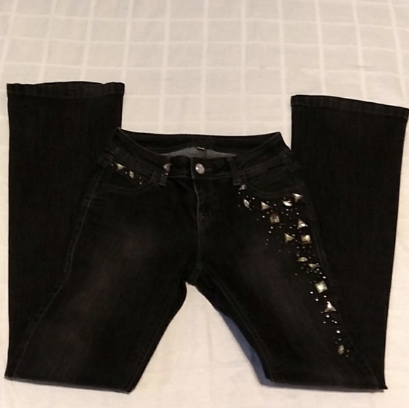 Cache Rhinestone Embellished Distressed Denim - Picture 16 of 16